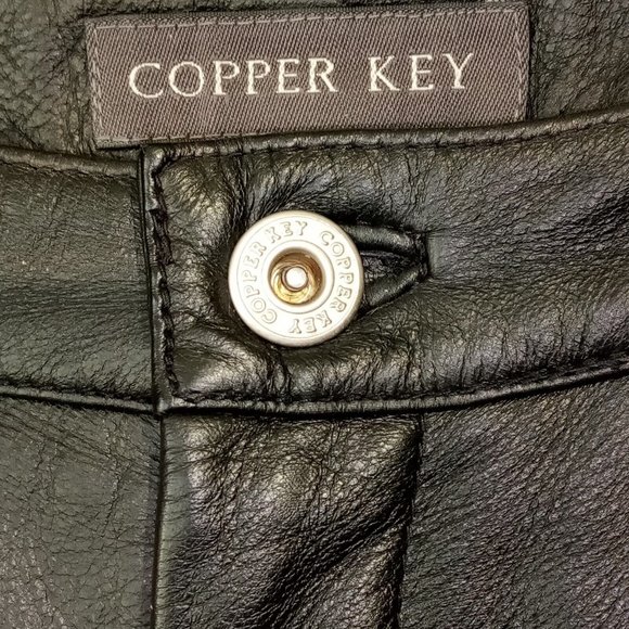 Copper Key Leather Pants  sz 5  Black  5 pocket  High Waist  Classic  Lined  EXC - Picture 9 of 12